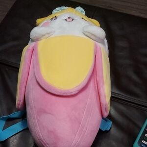 Bananya Kitty With Bow Plush Backpack New Without Tags